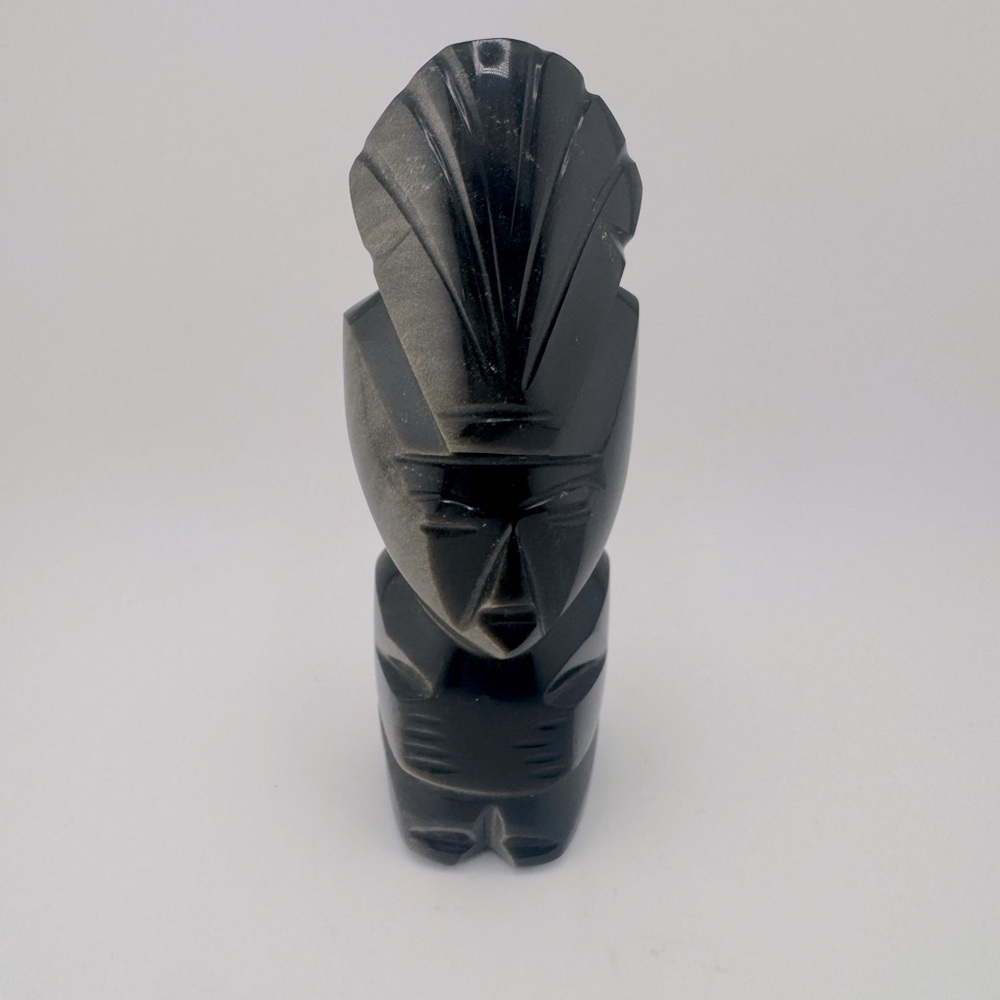 Mayan Aztec Carved Obsidian‎ Stone Figurine